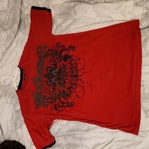Makaveli Red Spellout Logo Crewneck T-Shirt Vintage Y2K